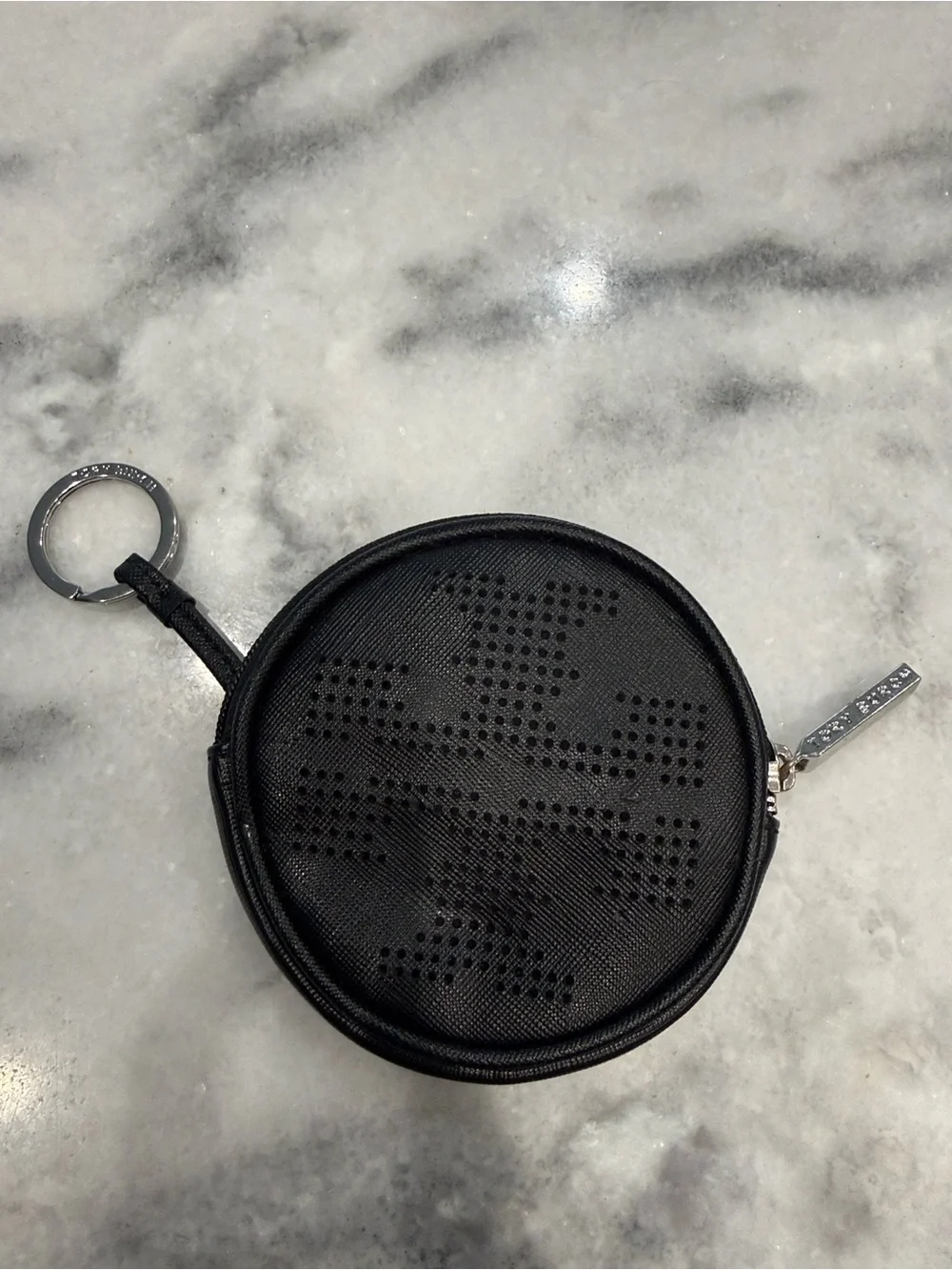 TORY BURCH Black Round Key Pouch
